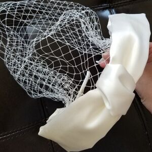 ❗Vintage White Bow Veil Fascinator Headband❗